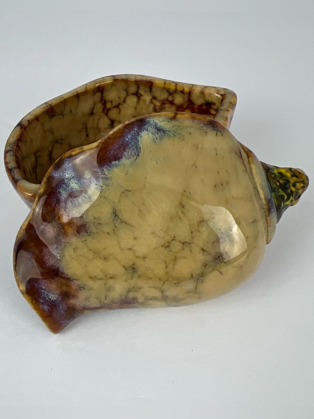 Conch Seashell Jewelry Box 3x3x4 Ceramic Glazed Trinket Beach Lover Sea Decor